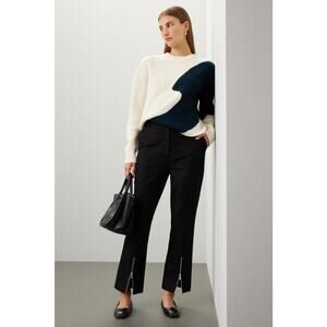 Derek Lam Crosby Zipper Split Hem Black High Rise Trouser Pants Size 6